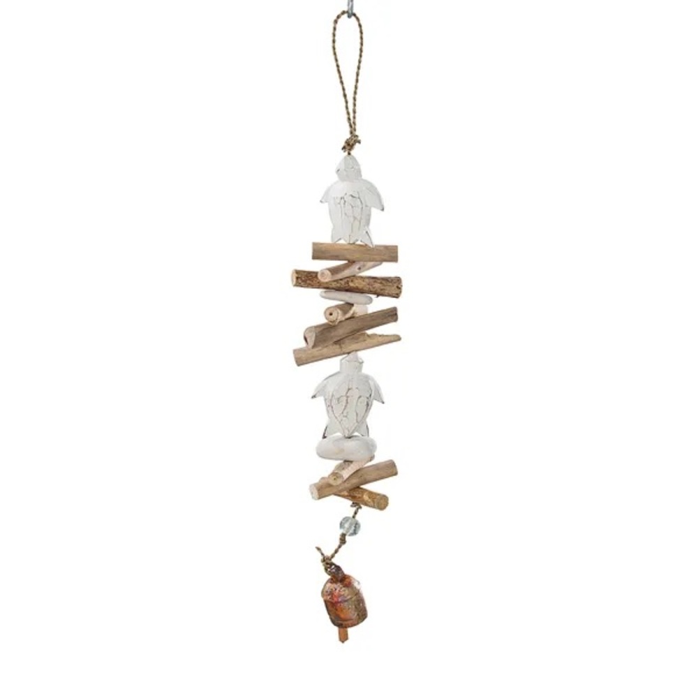 Beachy Wooden wind chime, great bell noise!